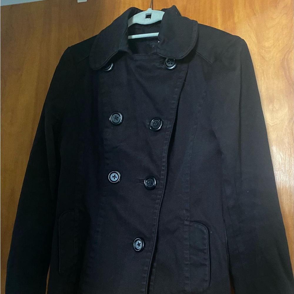 H&M Black Peacoat Classic Double-Breasted Design